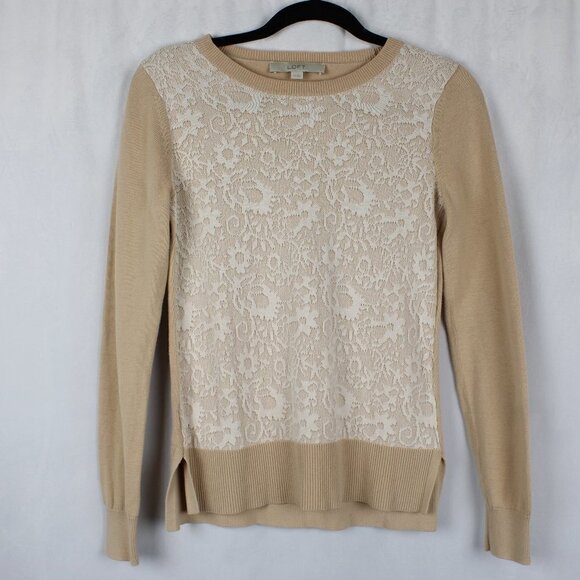Ann Taylor LOFT | Lace overlay Sweater - Picture 1 of 5